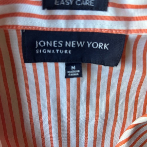 jones new york orange and white striped button town tank top - Picture 2 of 2